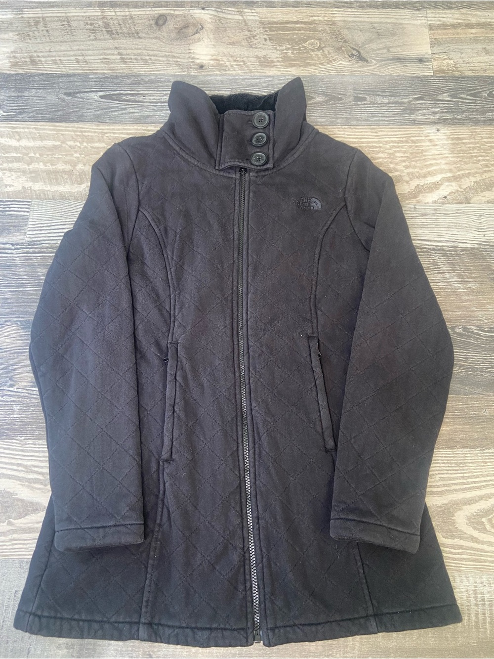 The North Face Black Quilted Womens Full Zip Coat with High Collar